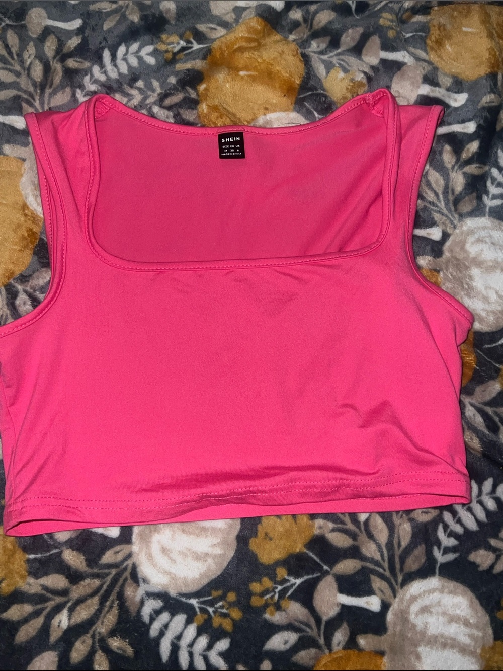 SHEIN Hot Pink Square Neck Crop Top